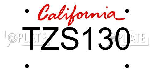 TZS130 California License Plate