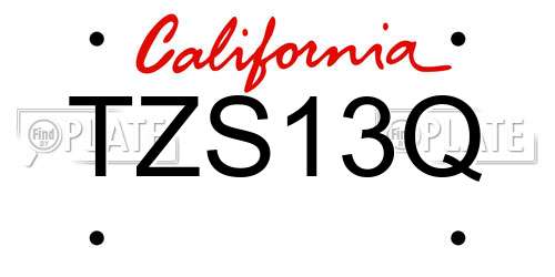 TZS13Q California License Plate