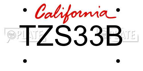 TZS33B California License Plate
