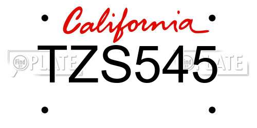 TZS545 California License Plate