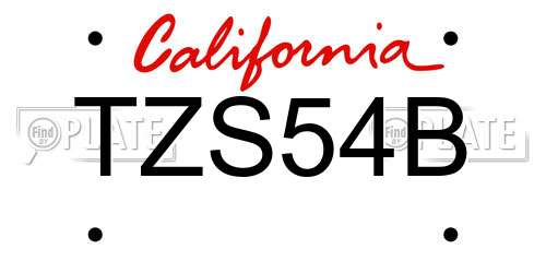 TZS54B California License Plate