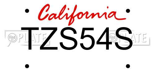 TZS54S California License Plate