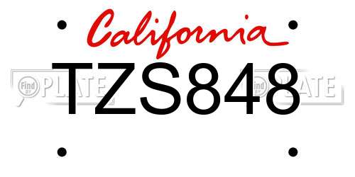 TZS848 California License Plate