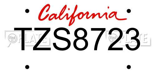 TZS8723 California License Plate
