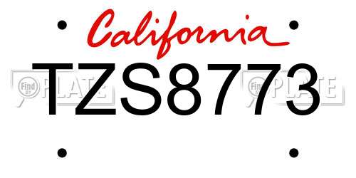 TZS8773 California License Plate