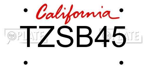 TZSB45 California License Plate