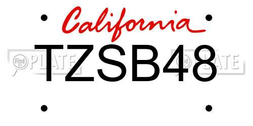 TZSB48 California License Plate