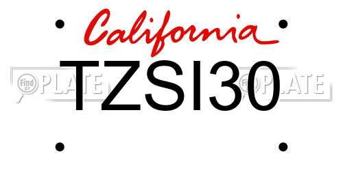 TZSI30 California License Plate