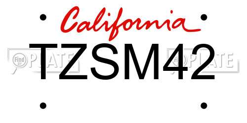 TZSM42 California License Plate
