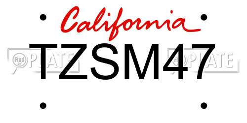 TZSM47 California License Plate