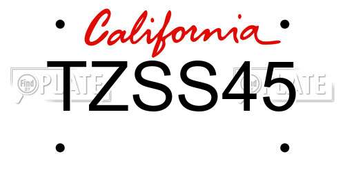 TZSS45 California License Plate
