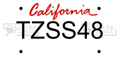 TZSS48 California License Plate