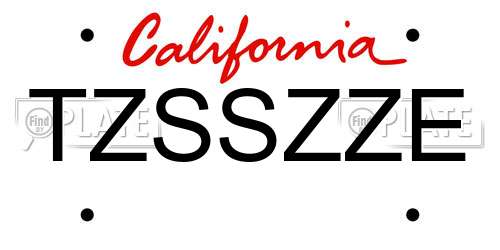 TZSSZZE California License Plate
