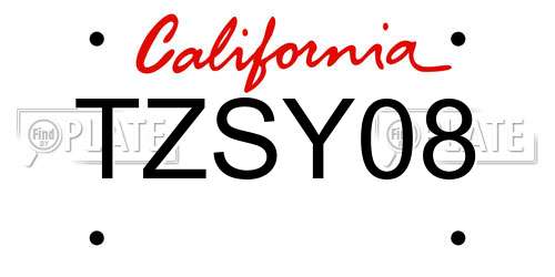 TZSY08 California License Plate