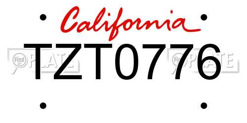 TZT0776 California License Plate