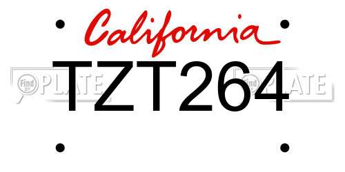 TZT264 California License Plate