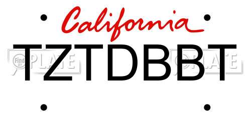 TZTDBBT California License Plate