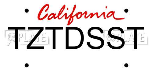 TZTDSST California License Plate