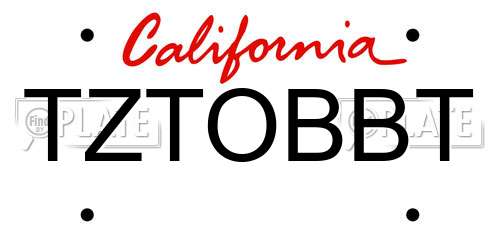 TZTOBBT California License Plate