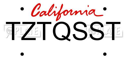 TZTQSST California License Plate