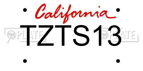 TZTS13 California License Plate