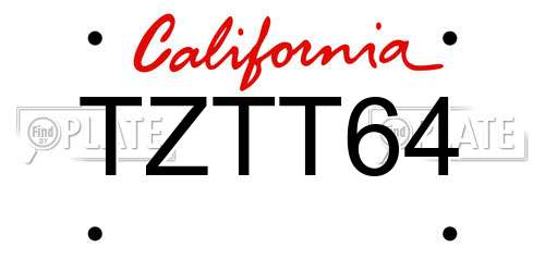 TZTT64 California License Plate