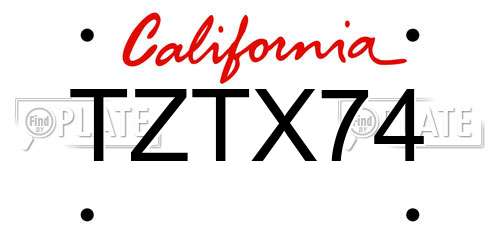 TZTX74 California License Plate
