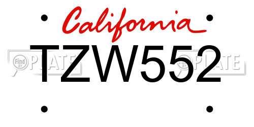 TZW552 California License Plate
