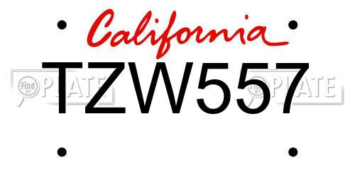 TZW557 California License Plate