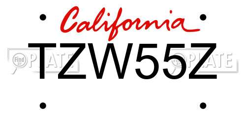 TZW55Z California License Plate