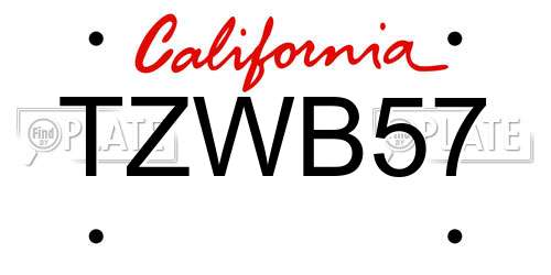 TZWB57 California License Plate