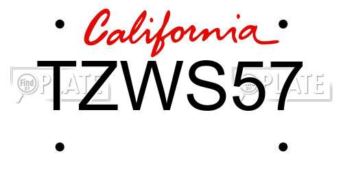 TZWS57 California License Plate