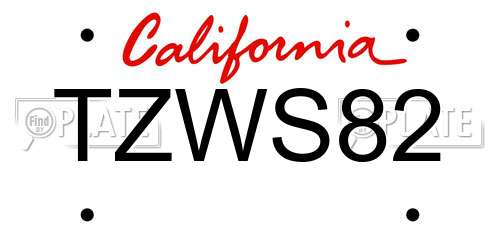TZWS82 California License Plate