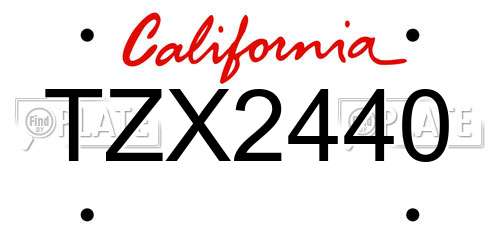 TZX2440 California License Plate