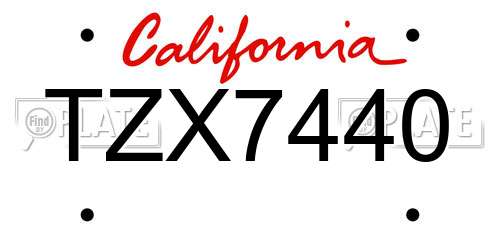 TZX7440 California License Plate