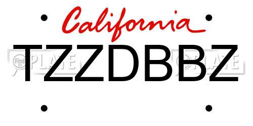 TZZDBBZ California License Plate