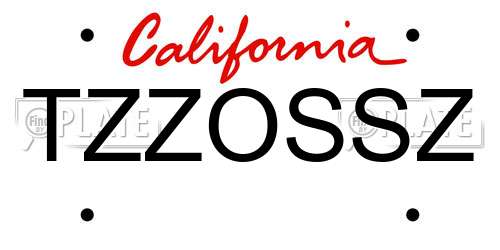 TZZOSSZ California License Plate