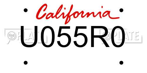 U055R0 California License Plate