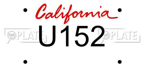 U152 California License Plate