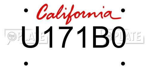 U171B0 California License Plate