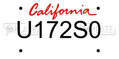 U172S0 California License Plate