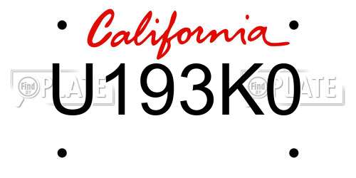 U193K0 California License Plate