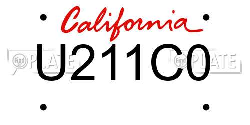 U211C0 California License Plate