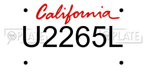 U2265L California License Plate