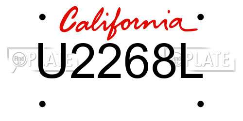 U2268L California License Plate