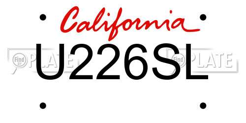 U226SL California License Plate