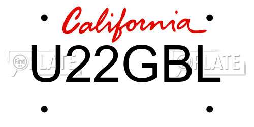 U22GBL California License Plate