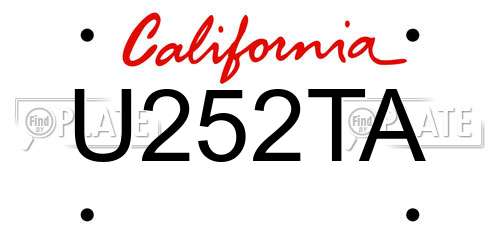 U252TA California License Plate
