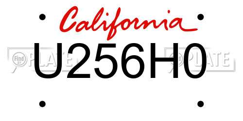 U256H0 California License Plate