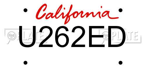 U262ED California License Plate